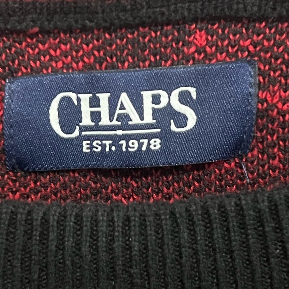 CHAPS RL Black Bear Sweater Mens XL 100% Cotton Knit Crewneck Pullover - Picture 8 of 9